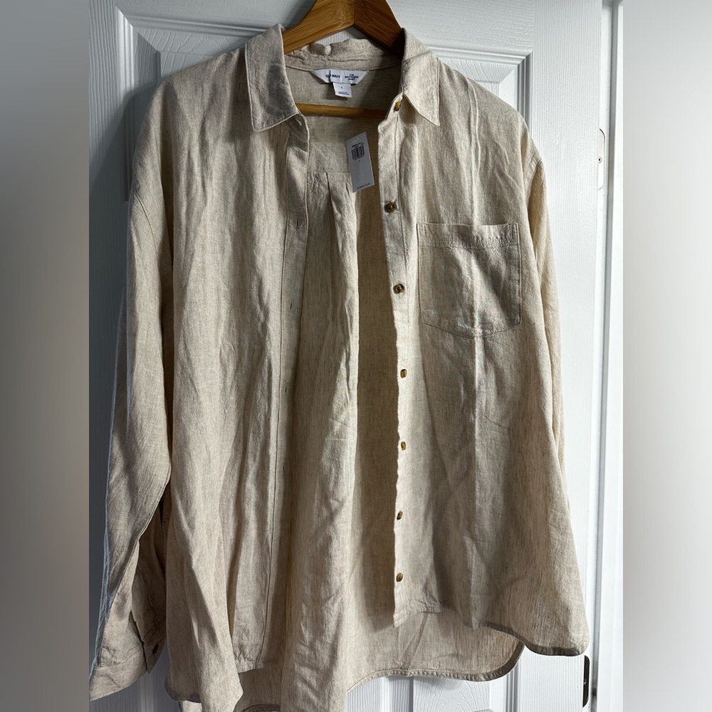 NWT linen boyfriend shirt Old Navy size L